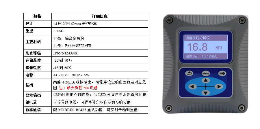 米科在线浊度检测仪产品参数3