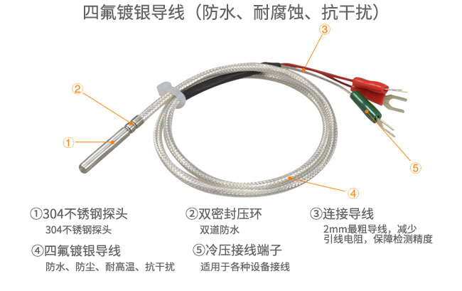 米科引線式溫度傳感器PT100