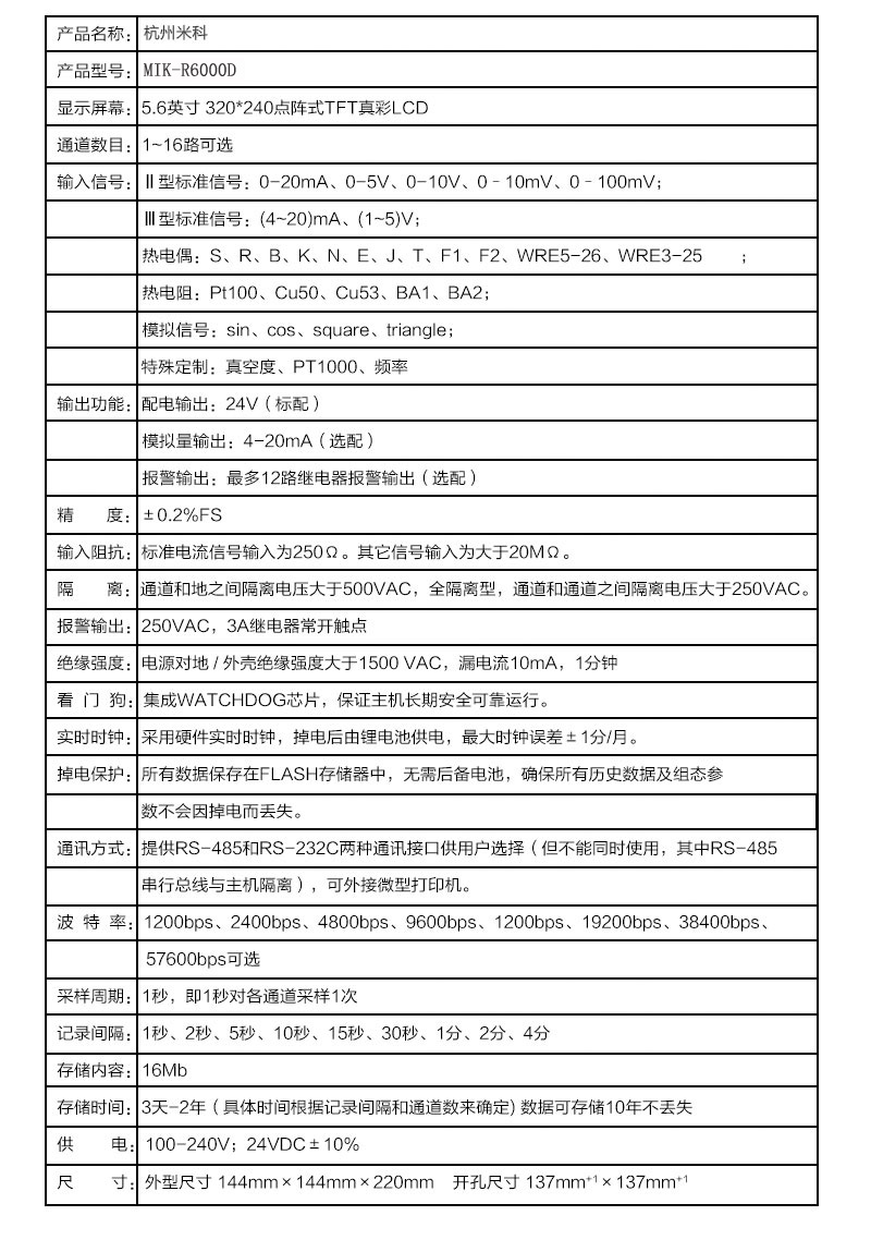 MIK-R6000D产品参数 MIK-R6000D产品参数