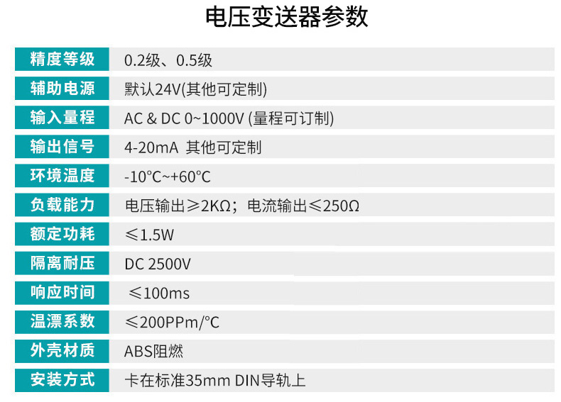 电压变送器参数